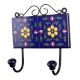 Navy Blue Yellow Floral Tiles Hooks
